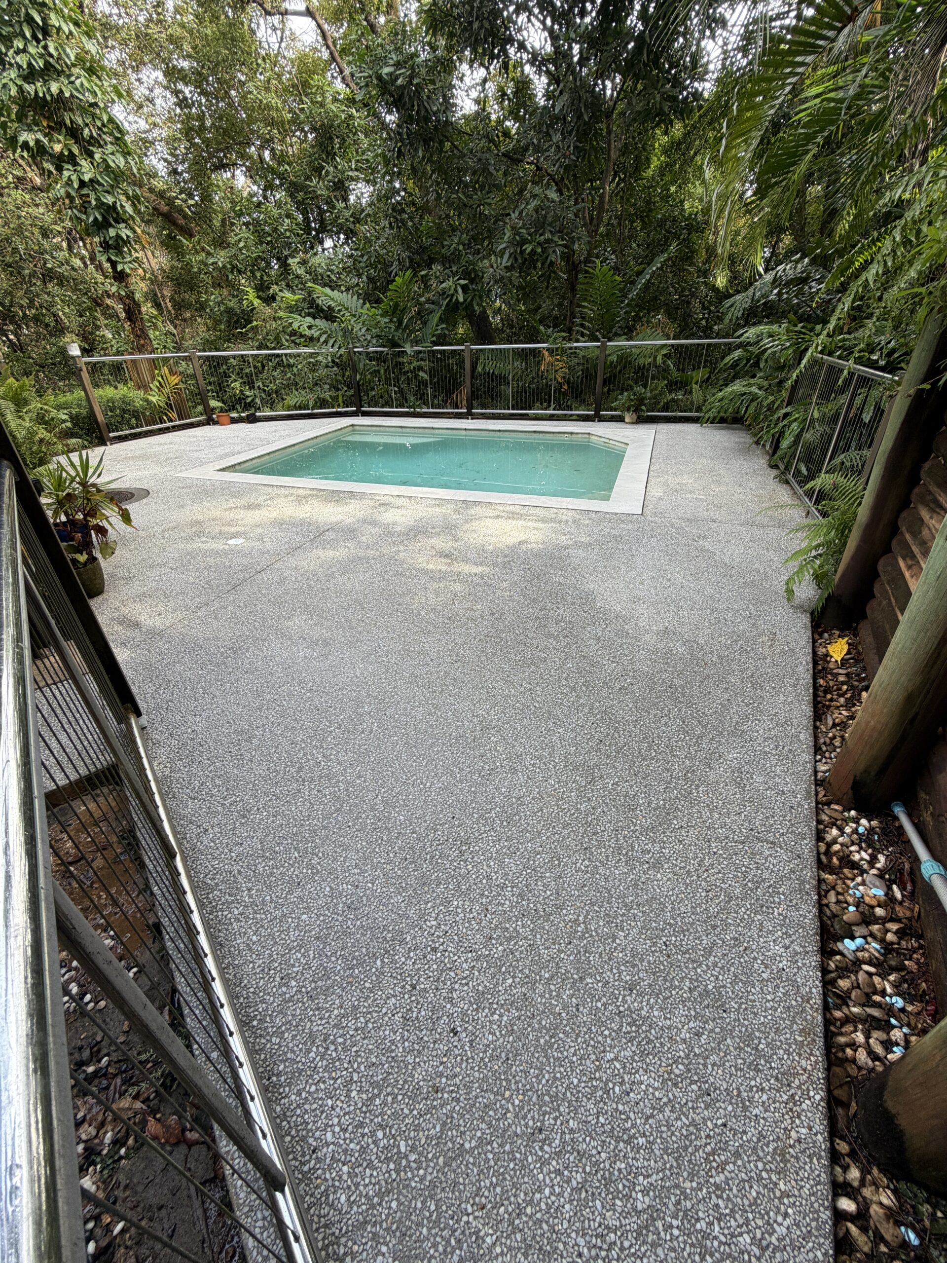 Pressure washed outdoor surface
